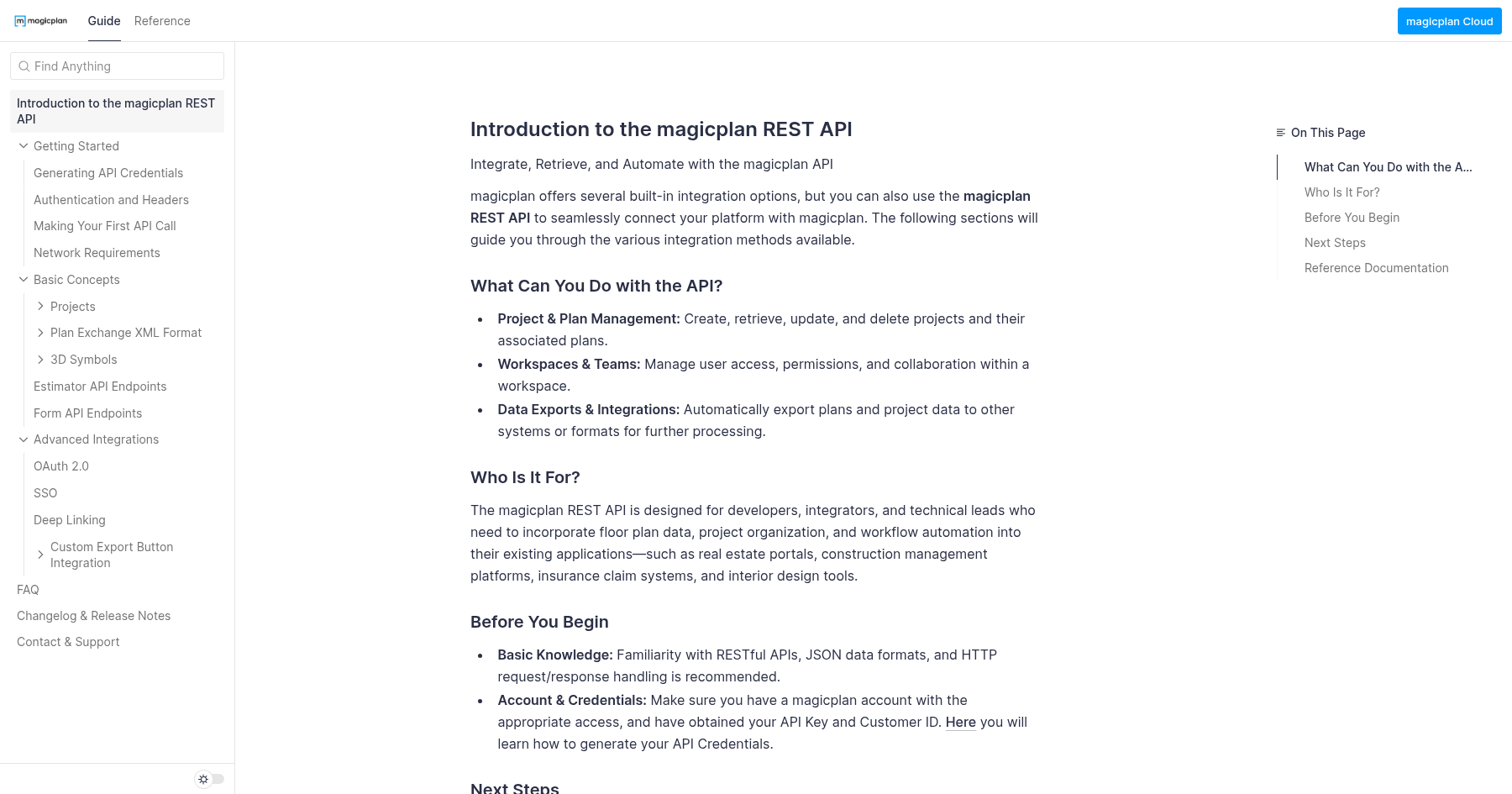 Introduction to the magicplan REST API | Guide