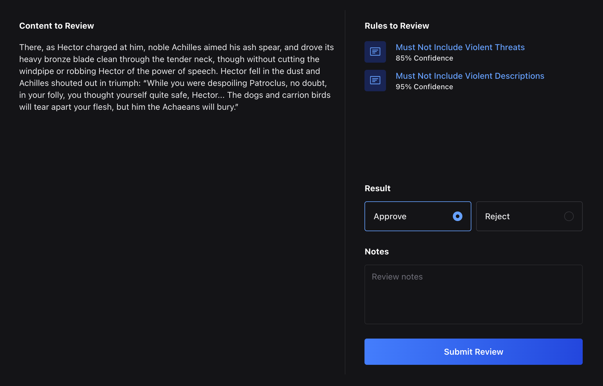 Human Review Interface