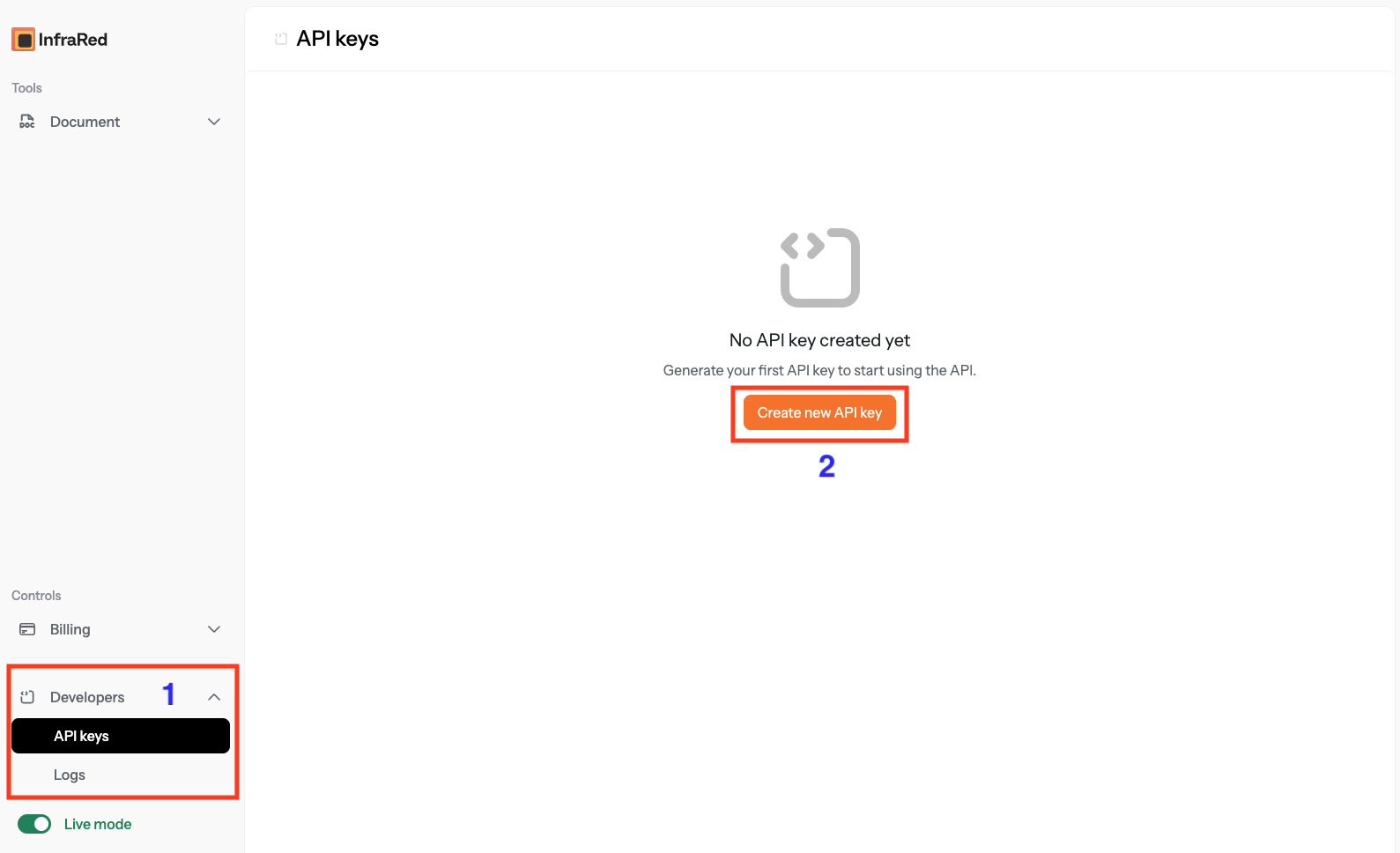 How to create an InfraRed API key