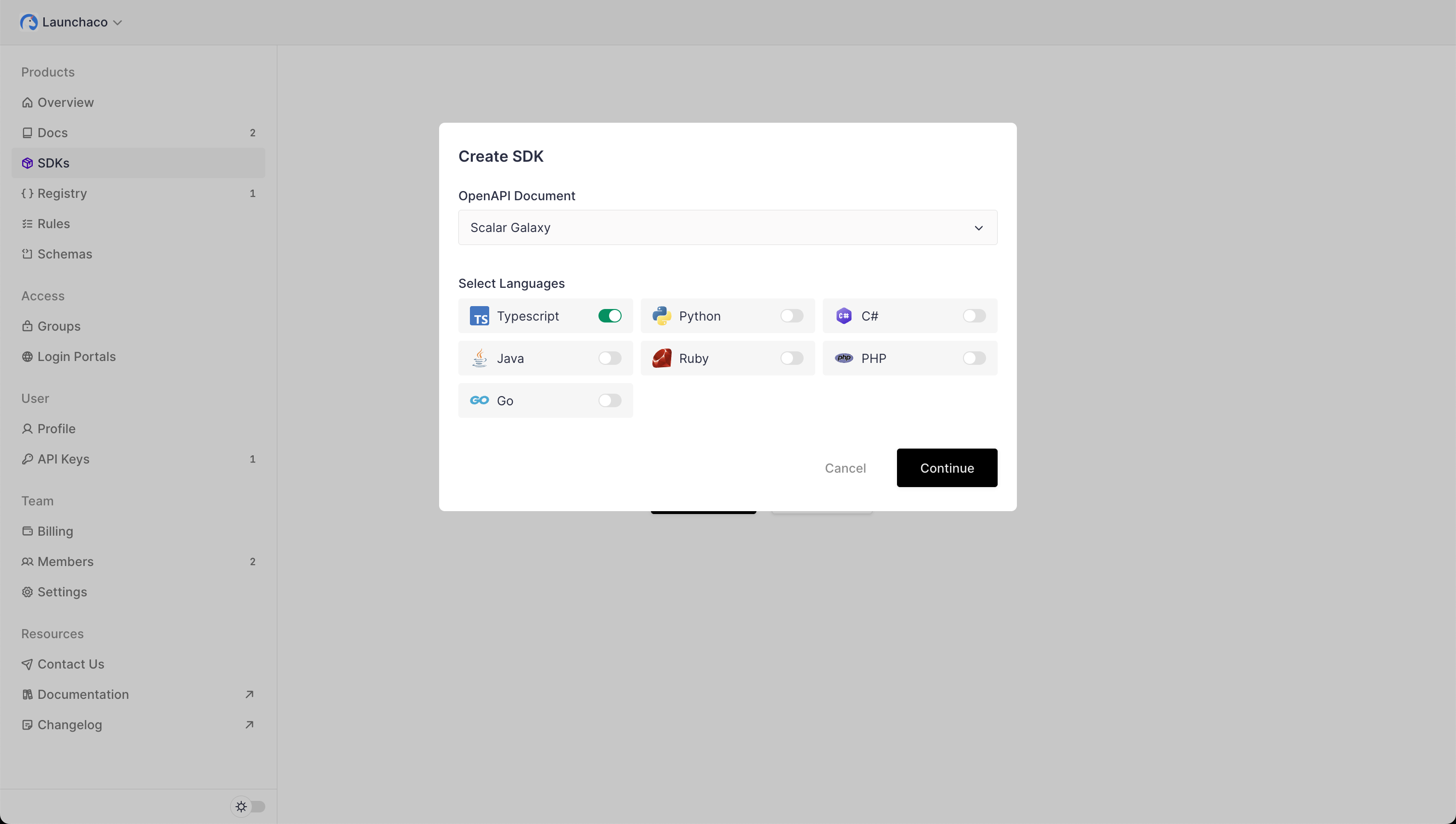 Create TypeScript SDK