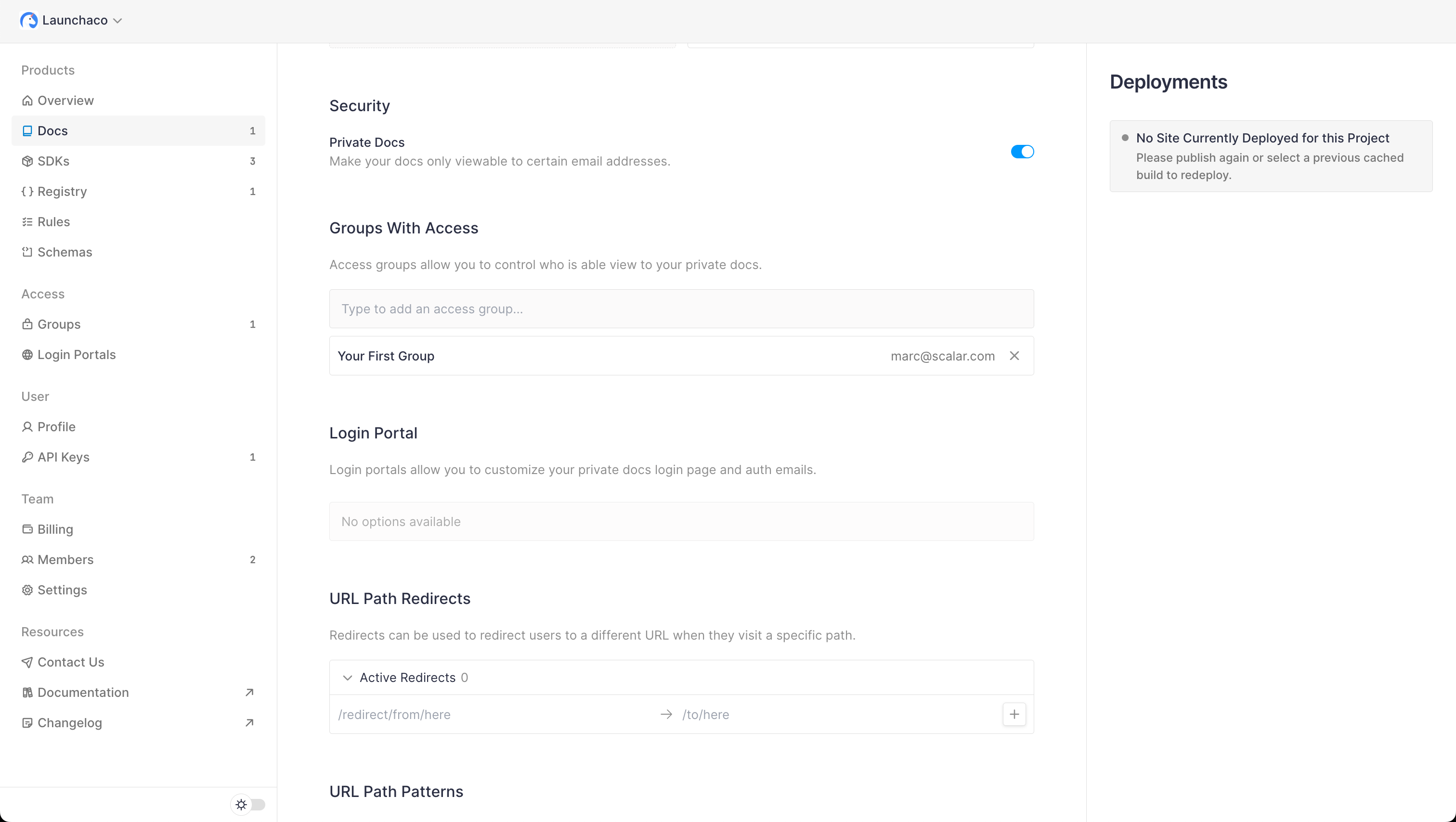 Scalar Selected Access Group