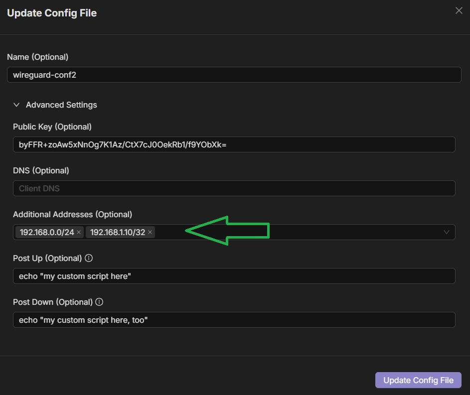 Client additional IP addresses range