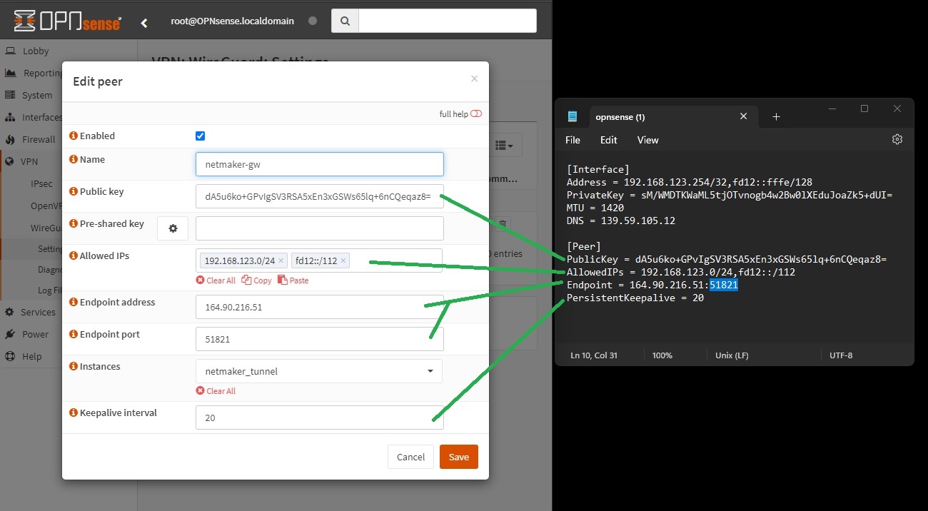 OPNsense Peer Configuration