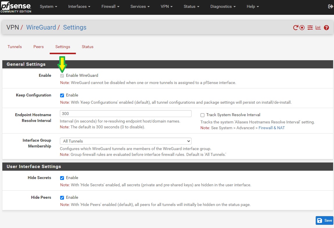 pfSense enable WireGuard