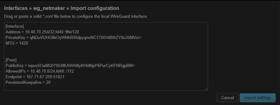 OpenWrt - import WireGuard configuration